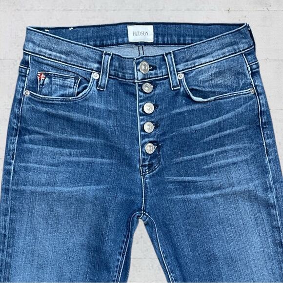 Hudson High Waist Jodi Flare Button Fly Raw Edge Hem Size 26 Retro Boho - Picture 3 of 13